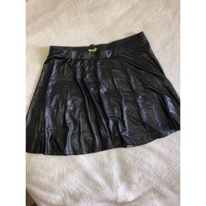 Black Pleather Skater Skirt 1X